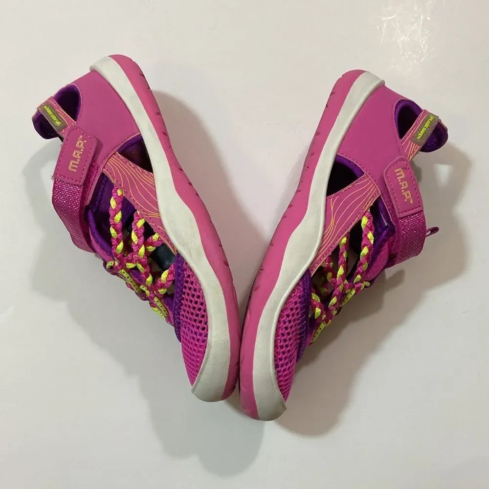 M.A.P.Splash Safe Tm Pink and Purple Sandals with Velcro Strap Size 2M